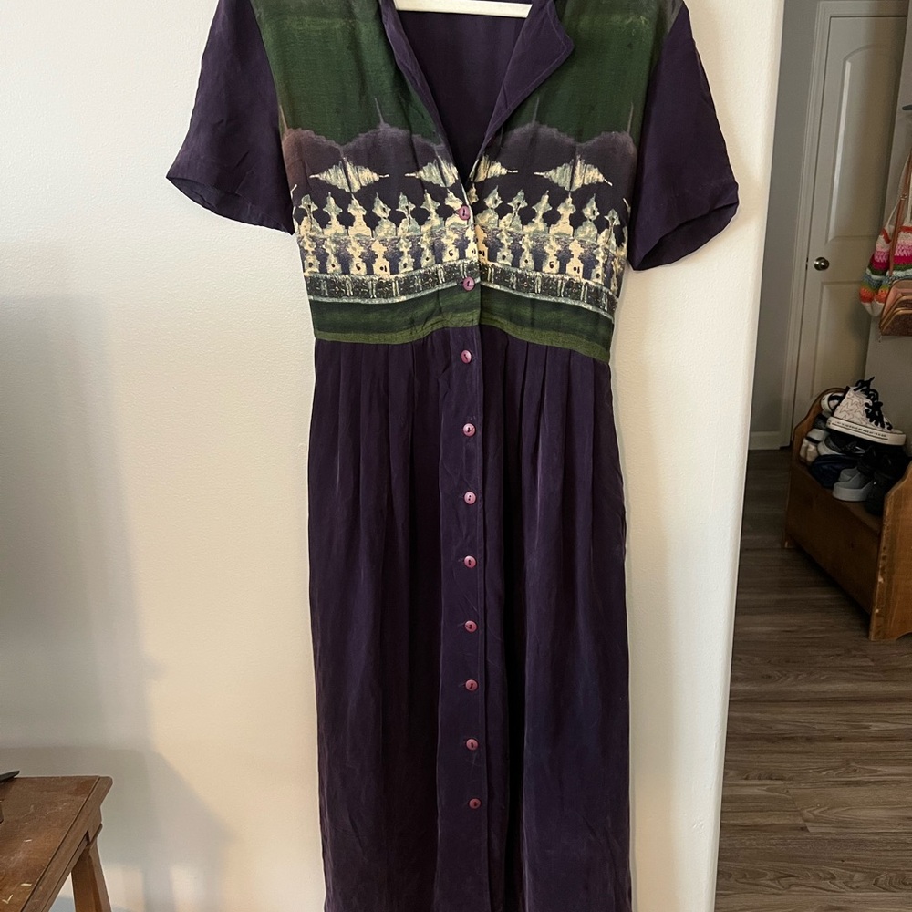 Karin Stevens Purple Sundress with Empire Waist and Short Raglan Sleeves